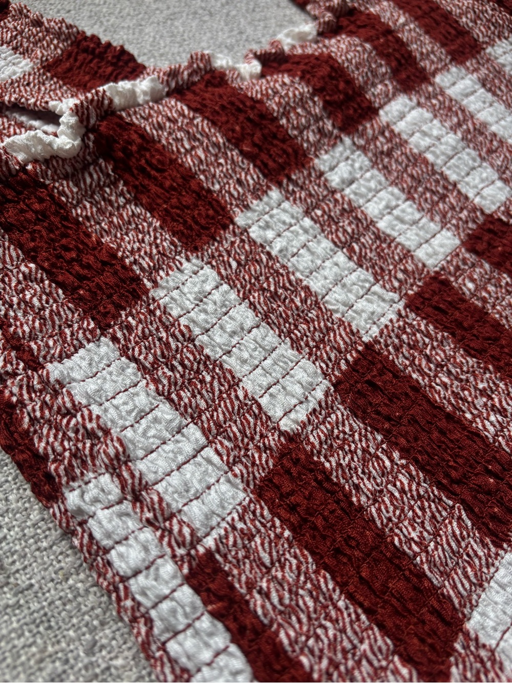 NWT Loft Rust & White Smocked Stretchy Peplum Sleeveless Top - Picture 5 of 5